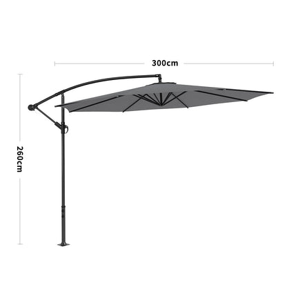 3M Sun Parasol Hanging Banana Umbrella Dark Grey - House Comfort