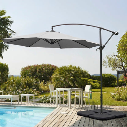 3M Sun Parasol Hanging Banana Umbrella Light Grey Outdoor Sun Shade - House Comfort