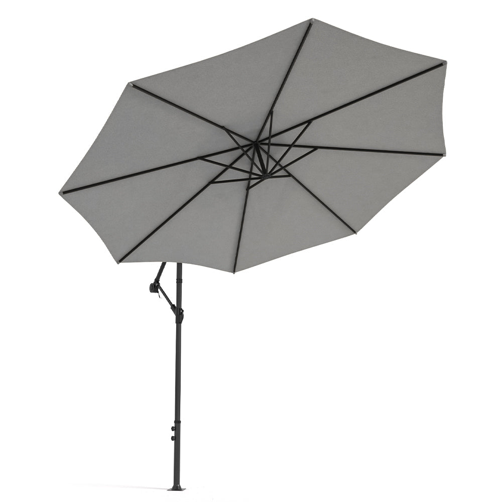 3M Sun Parasol Hanging Banana Umbrella Light Grey Outdoor Sun Shade - House Comfort