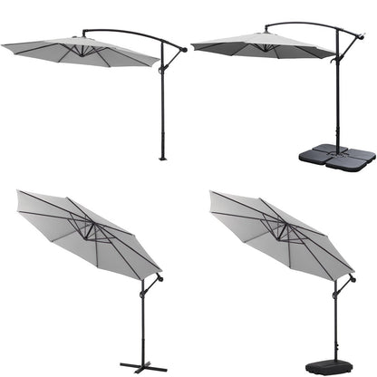 3M Sun Parasol Hanging Banana Umbrella Light Grey Outdoor Sun Shade - House Comfort