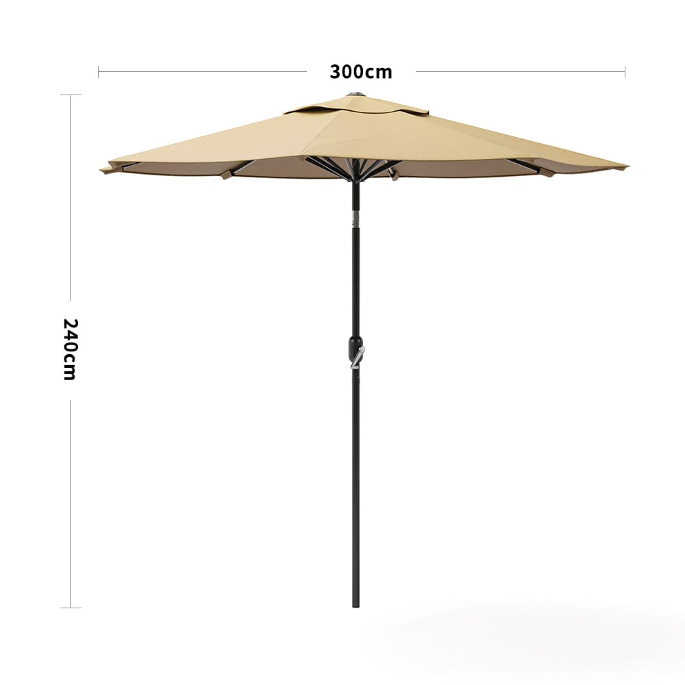 3M Sunshade Parasol Backyard Garden Tilt Umbrella with Crank - House Comfort