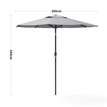 3M Sunshade Parasol Backyard Garden Tilt Umbrella with Crank - House Comfort
