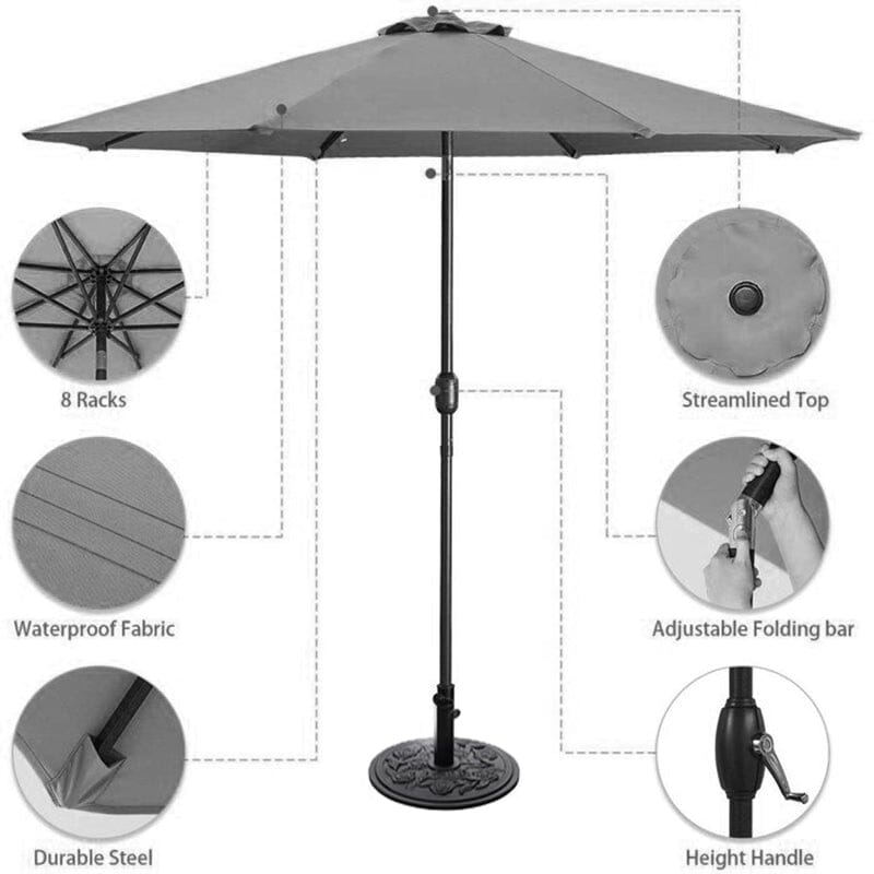 3M Sunshade Parasol Backyard Garden Tilt Umbrella with Crank - House Comfort