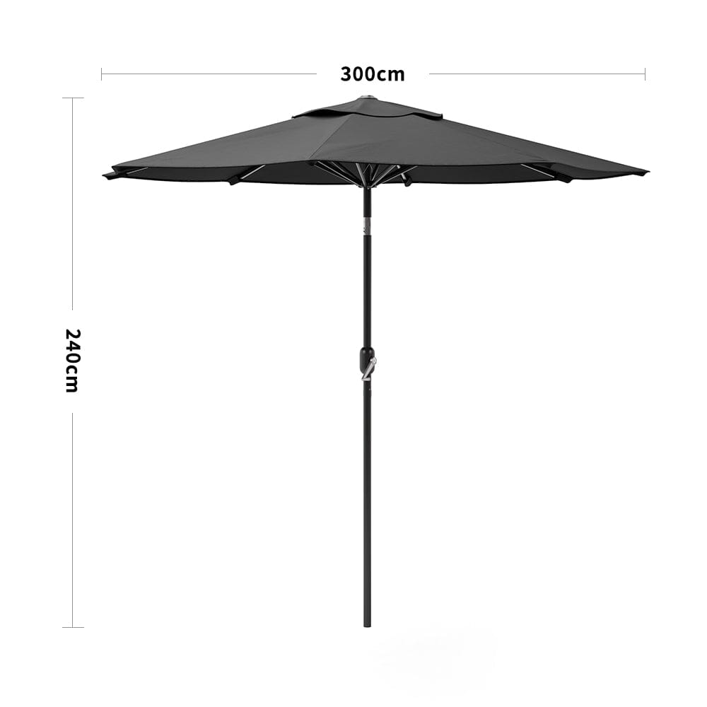 3M Sunshade Parasol Backyard Garden Tilt Umbrella with Crank - House Comfort