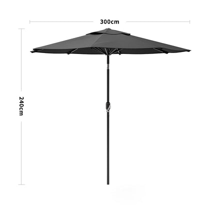3M Sunshade Parasol Backyard Garden Tilt Umbrella with Crank - House Comfort