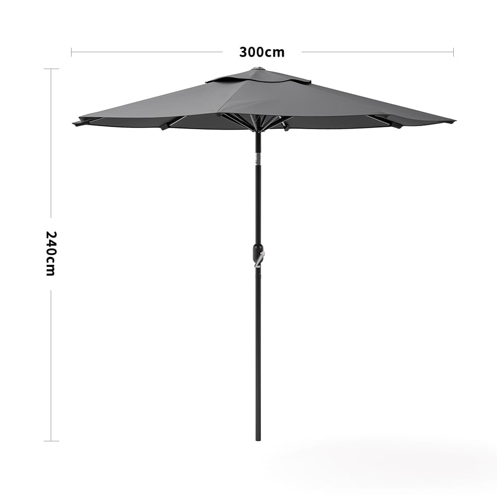 3M Sunshade Parasol Backyard Garden Tilt Umbrella with Crank - House Comfort