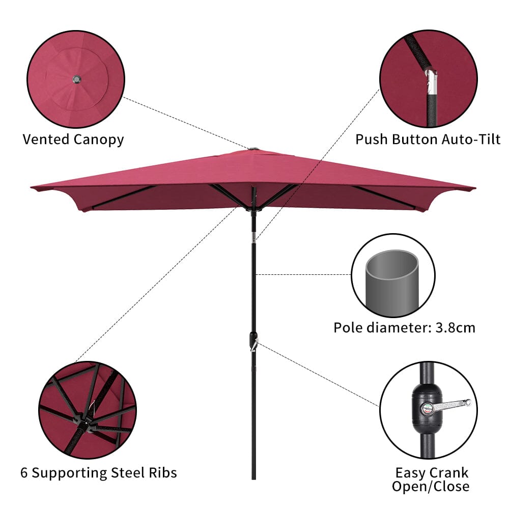 3M Sunshade Parasol Umbrella Easy Tilt for Outdoor Market Table - House Comfort