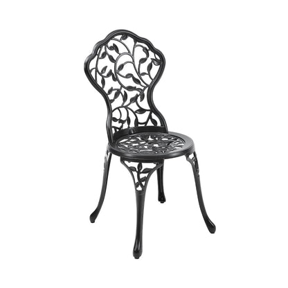 3pcs Black Cast Aluminum Bistro Table and Chairs Set - House Comfort