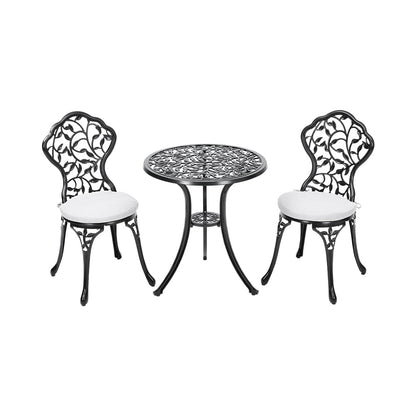 3pcs Black Cast Aluminum Bistro Table and Chairs Set - House Comfort