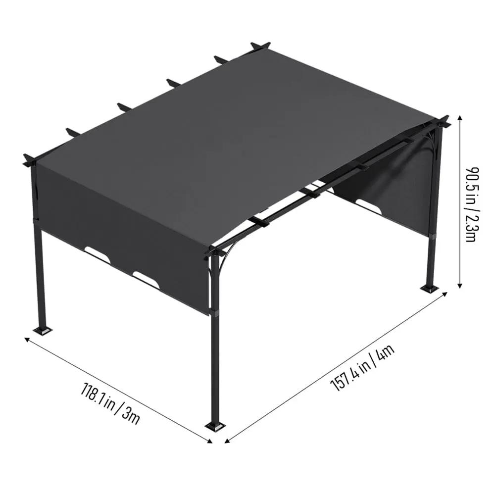 3x3x2.3m/3x4x2.3m Dark Grey Pergola Style Shade Canopy with Adjustable Roof - House Comfort