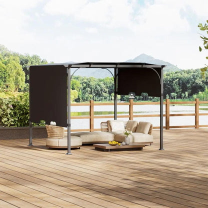 3x3x2.3m/3x4x2.3m Dark Grey Pergola Style Shade Canopy with Adjustable Roof - House Comfort