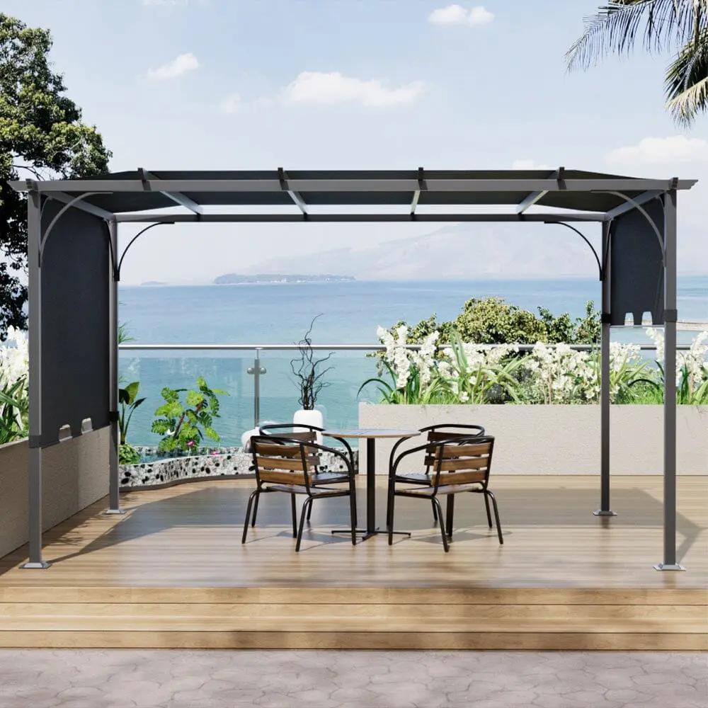 3x3x2.3m/3x4x2.3m Dark Grey Pergola Style Shade Canopy with Adjustable Roof - House Comfort