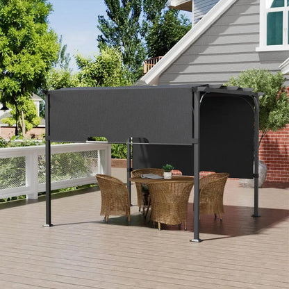 3x3x2.3m/3x4x2.3m Dark Grey Pergola Style Shade Canopy with Adjustable Roof - House Comfort