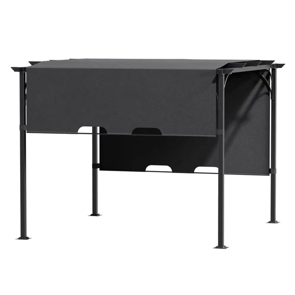 3x3x2.3m/3x4x2.3m Dark Grey Pergola Style Shade Canopy with Adjustable Roof - House Comfort