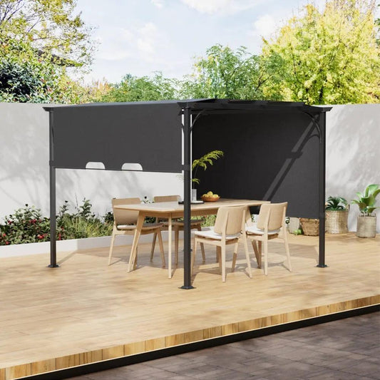3x3x2.3m/3x4x2.3m Dark Grey Pergola Style Shade Canopy with Adjustable Roof - House Comfort