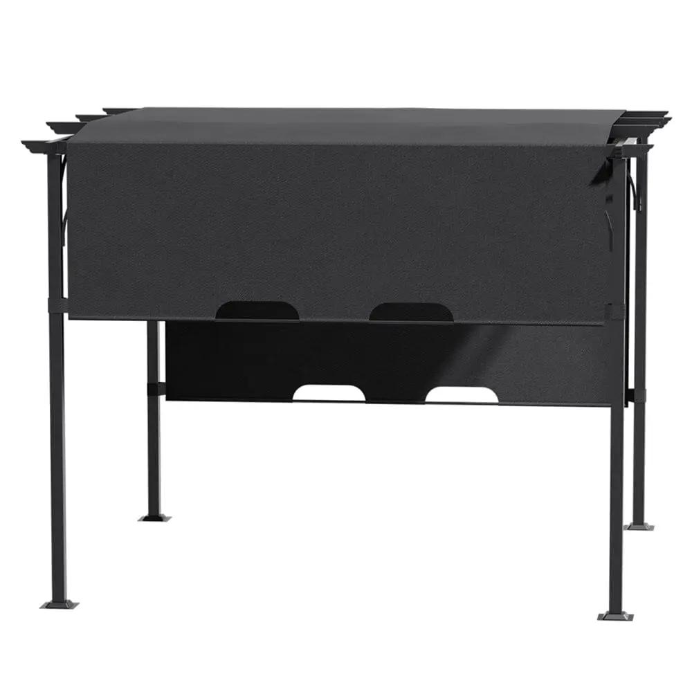 3x3x2.3m/3x4x2.3m Dark Grey Pergola Style Shade Canopy with Adjustable Roof - House Comfort