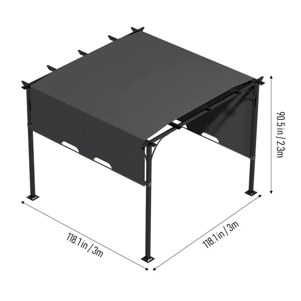 3x3x2.3m/3x4x2.3m Dark Grey Pergola Style Shade Canopy with Adjustable Roof - House Comfort