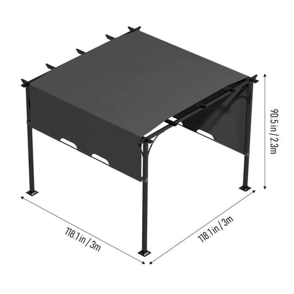 3x3x2.3m/3x4x2.3m Dark Grey Pergola Style Shade Canopy with Adjustable Roof - House Comfort