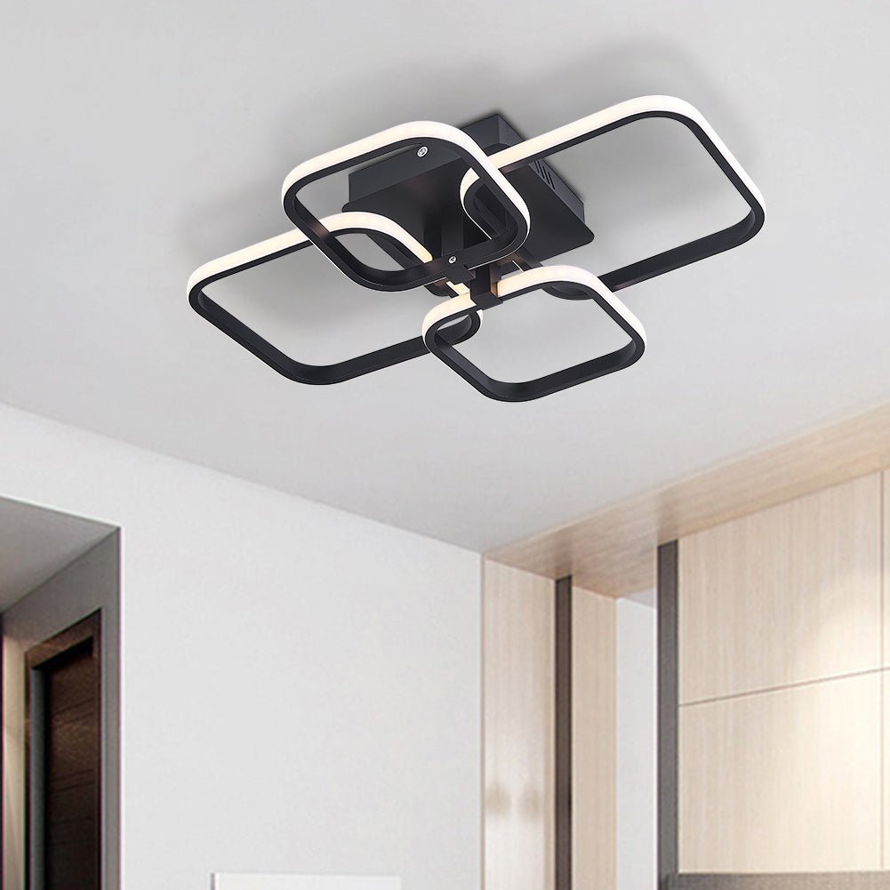 4 - Head LED Ceiling Light Black Frame Chandelier Lamp - House Comfort