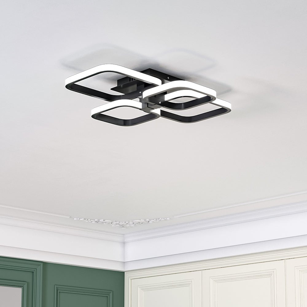 4 - Head LED Ceiling Light Black Frame Chandelier Lamp - House Comfort