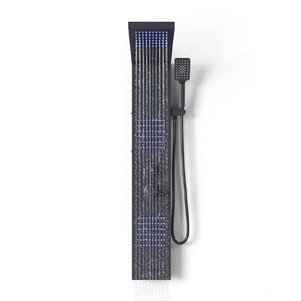 4 in 1 Bathroom Black Thermostatic Tower Shower Panel Wall Mounted - House Comfort