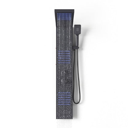 4 in 1 Bathroom Black Thermostatic Tower Shower Panel Wall Mounted - House Comfort