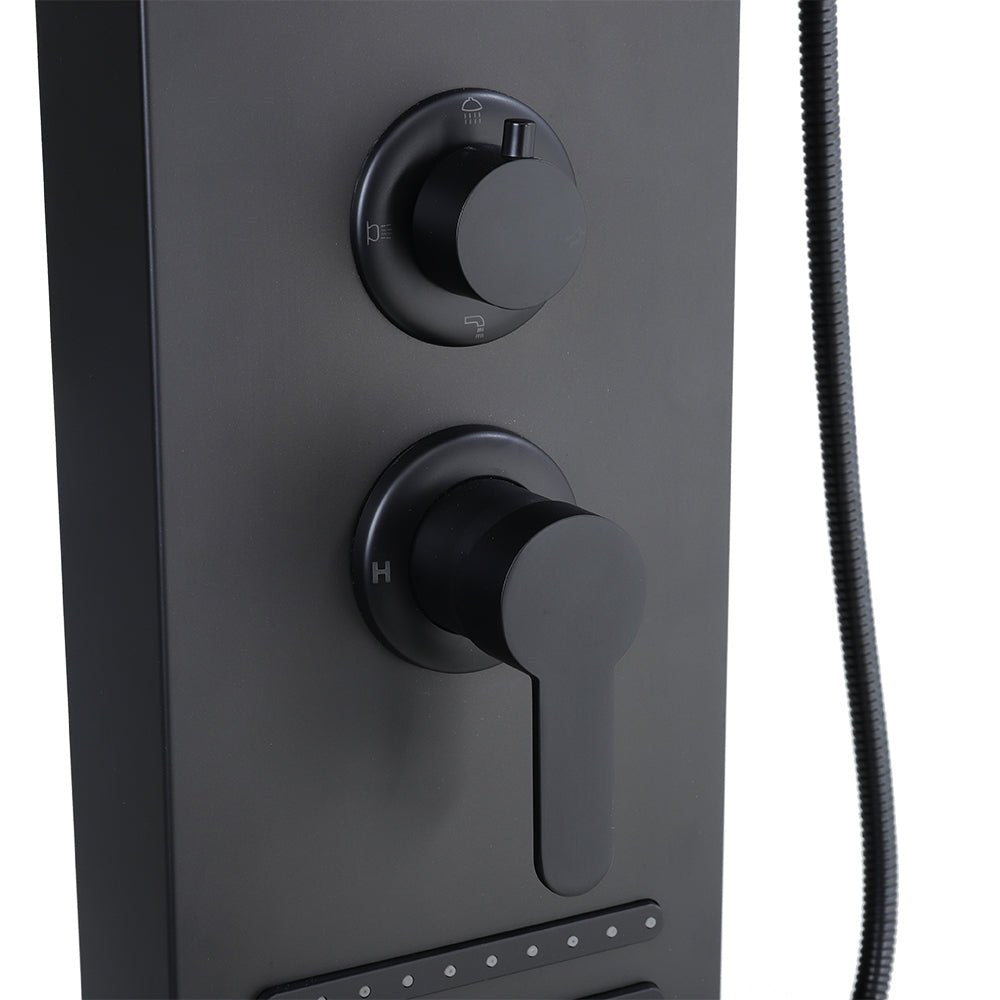 4 in 1 Bathroom Black Thermostatic Tower Shower Panel Wall Mounted - House Comfort