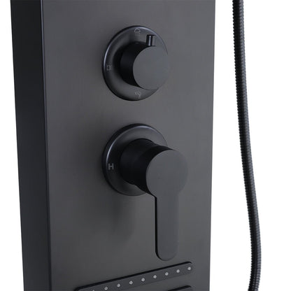 4 in 1 Bathroom Black Thermostatic Tower Shower Panel Wall Mounted - House Comfort