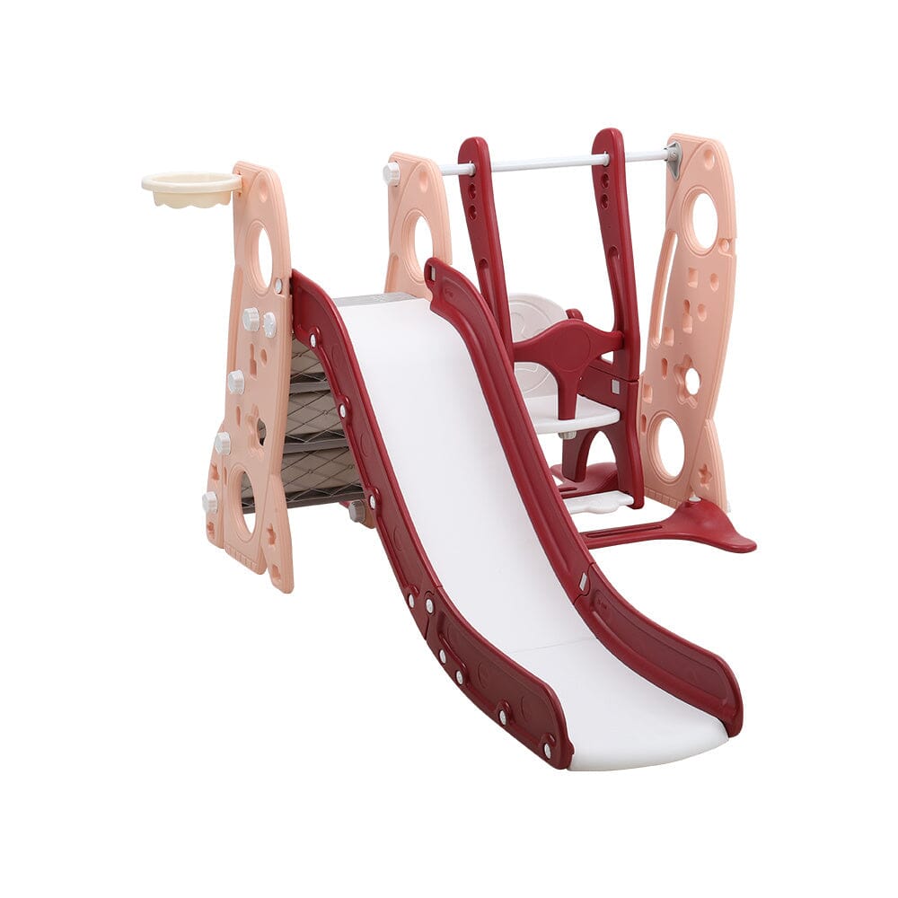 4 - in - 1 Toddler Climber and Swing Set with Basketball Hoop Kids Swing and Slide Set for Indoor Outdoor Playground - House Comfort