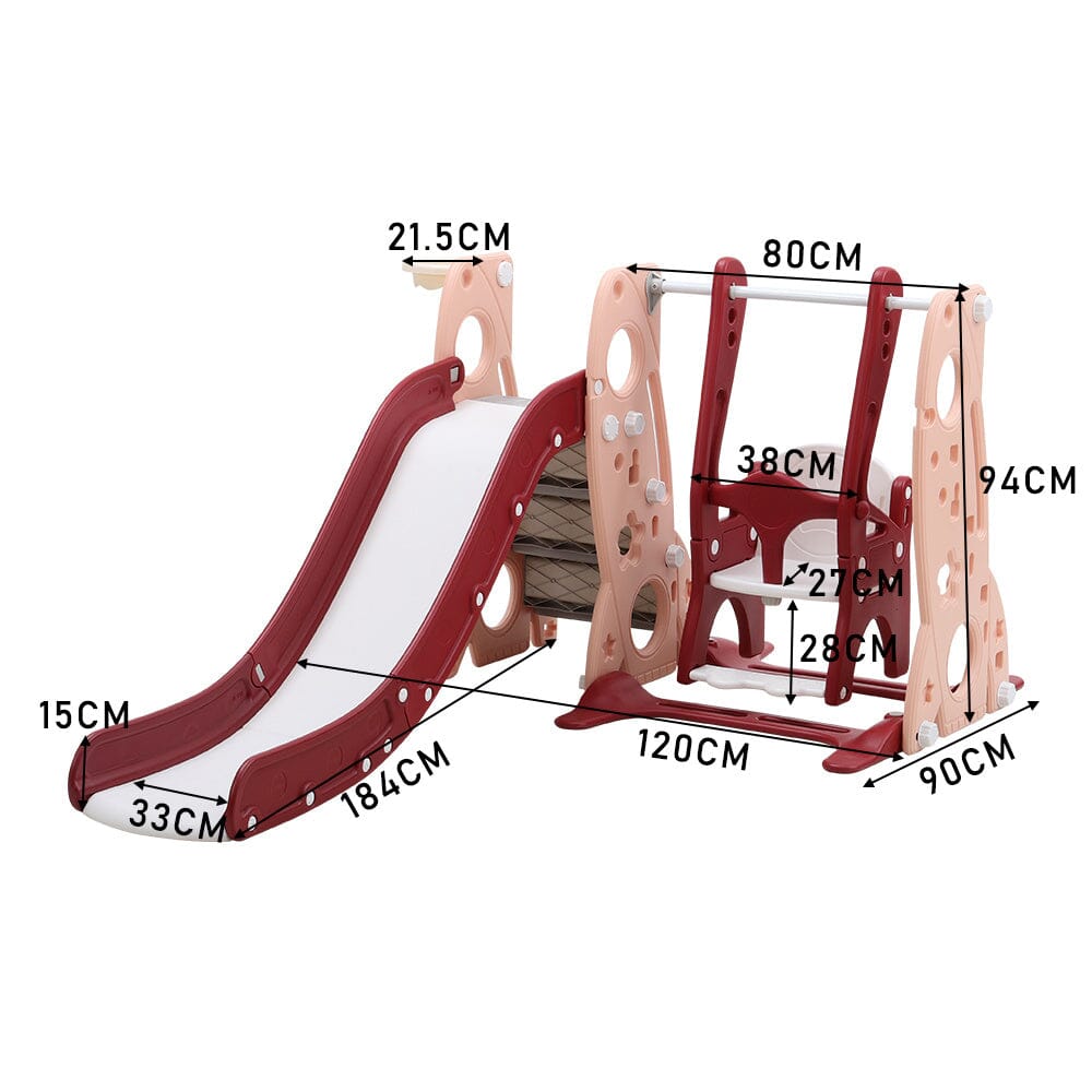 4 - in - 1 Toddler Climber and Swing Set with Basketball Hoop Kids Swing and Slide Set for Indoor Outdoor Playground - House Comfort