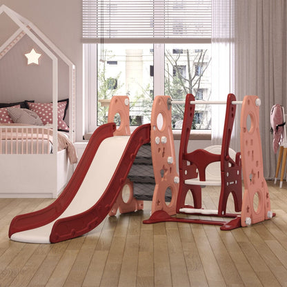 4 - in - 1 Toddler Climber and Swing Set with Basketball Hoop Kids Swing and Slide Set for Indoor Outdoor Playground - House Comfort