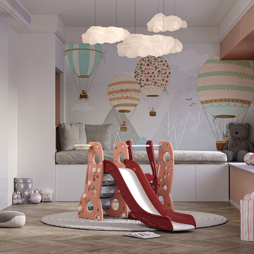 4 - in - 1 Toddler Climber and Swing Set with Basketball Hoop Kids Swing and Slide Set for Indoor Outdoor Playground - House Comfort