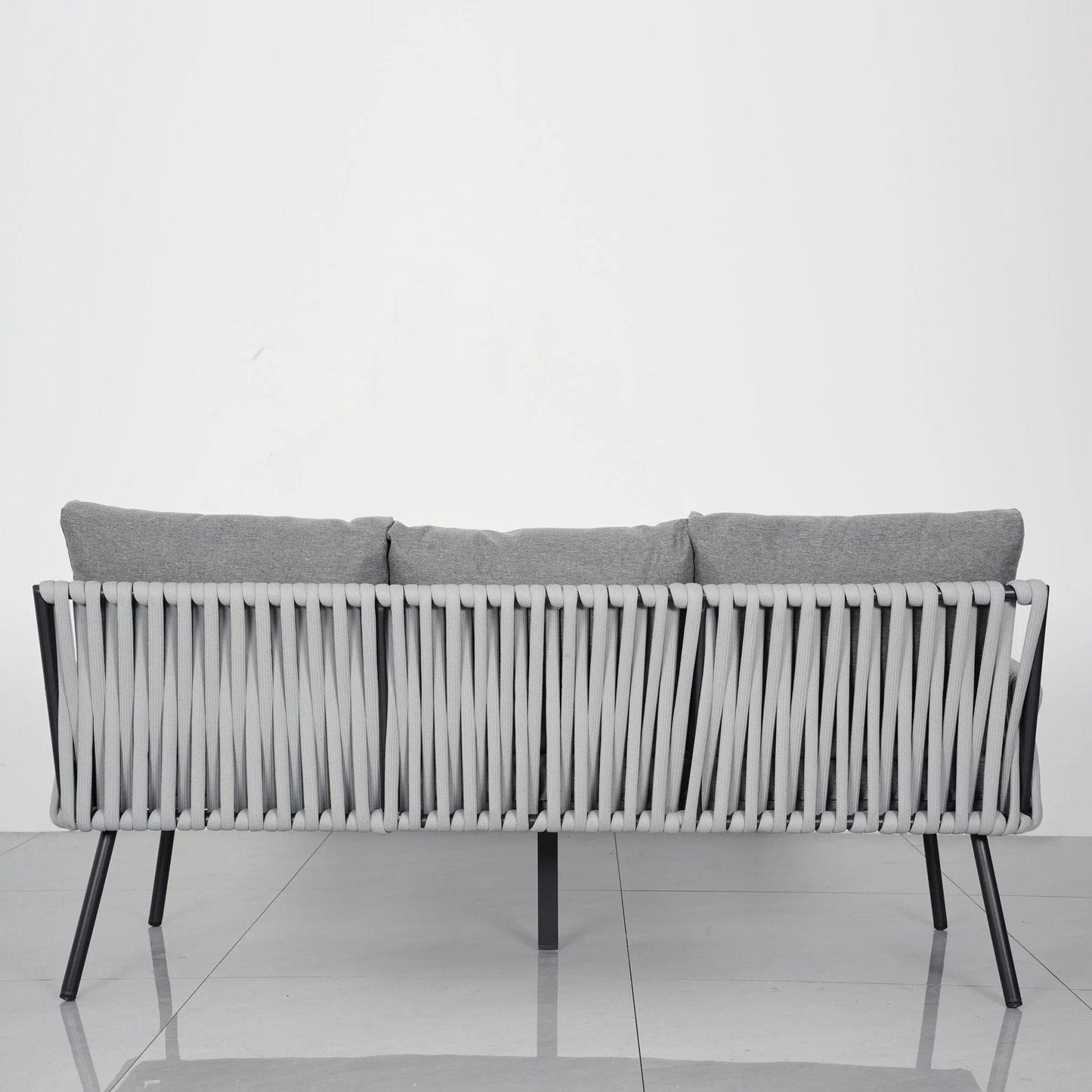 4 Piece Aluminium Outdoor Sofa Set with Glass Table Garden Furniture - House Comfort