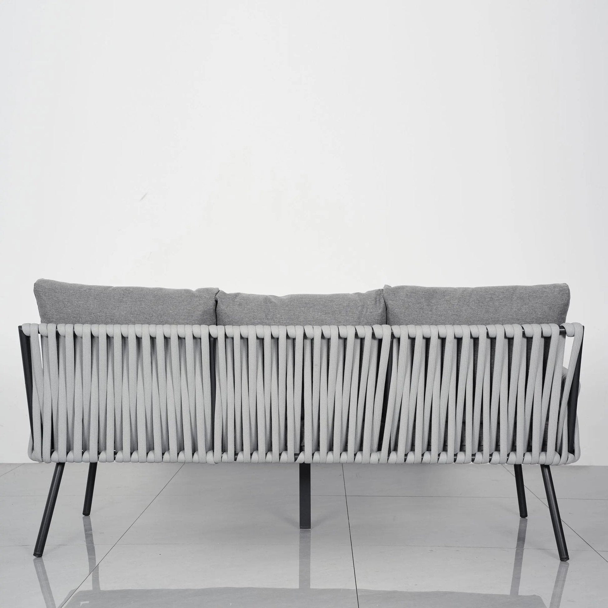 4 Piece Aluminium Outdoor Sofa Set with Glass Table Garden Furniture - House Comfort