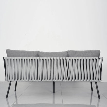 4 Piece Aluminium Outdoor Sofa Set with Glass Table Garden Furniture - House Comfort