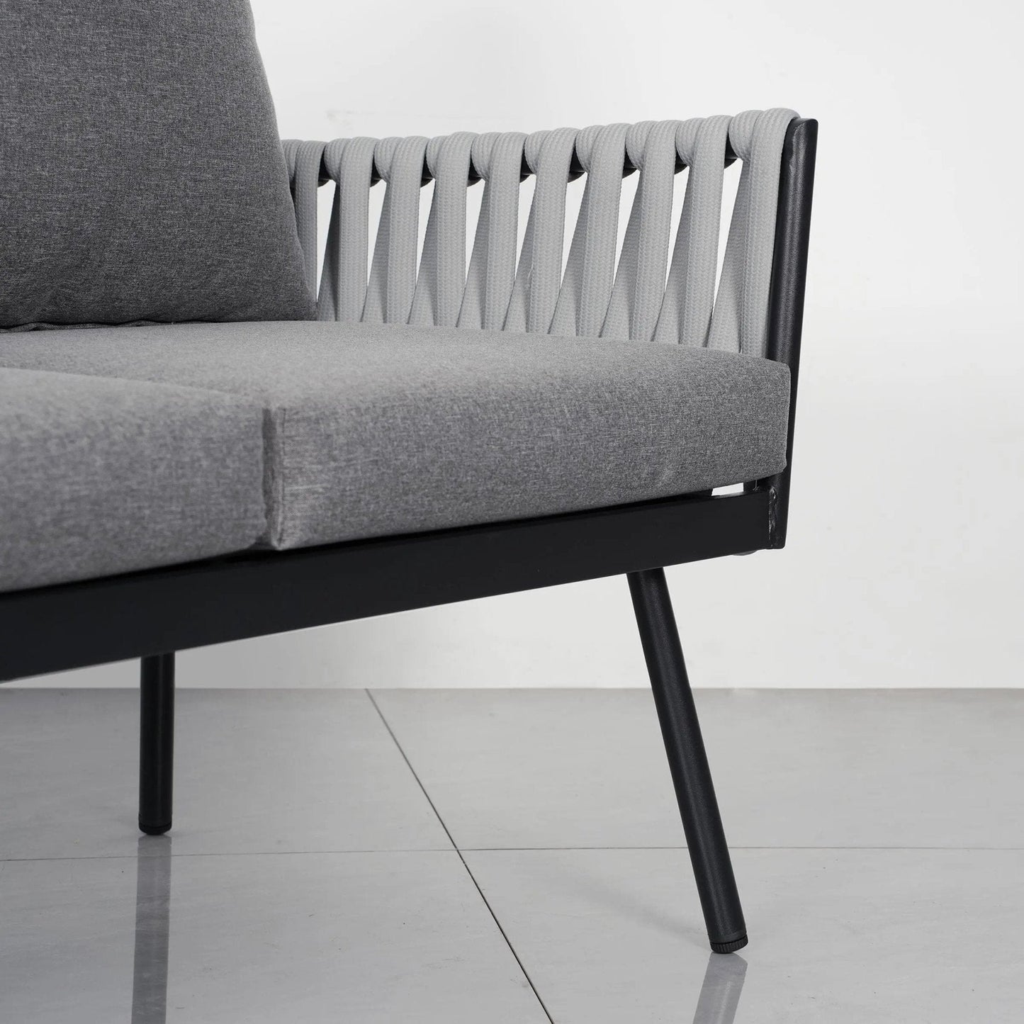 4 Piece Aluminium Outdoor Sofa Set with Glass Table Garden Furniture - House Comfort