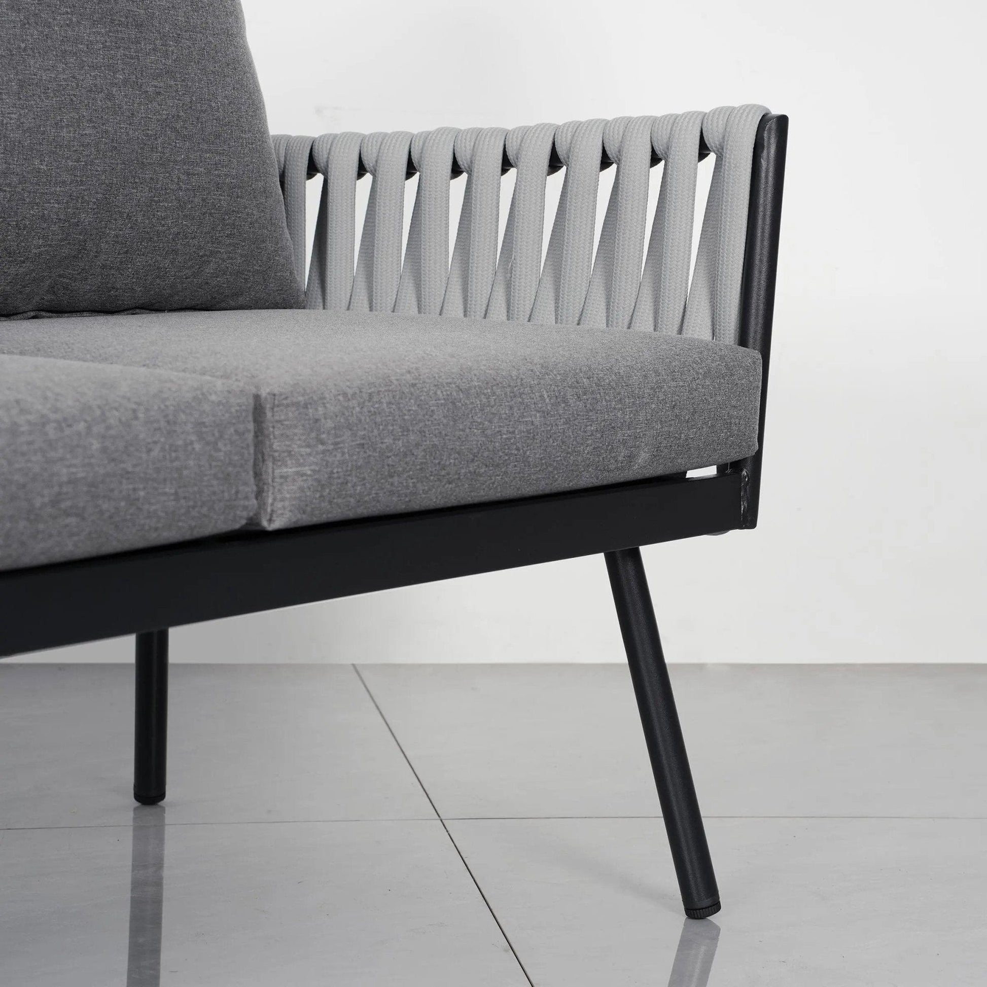 4 Piece Aluminium Outdoor Sofa Set with Glass Table Garden Furniture - House Comfort