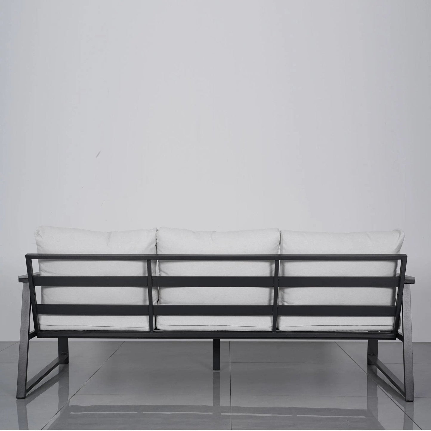 4 Piece Aluminium Outdoor Sofa Set with Glass Table Garden Furniture - House Comfort