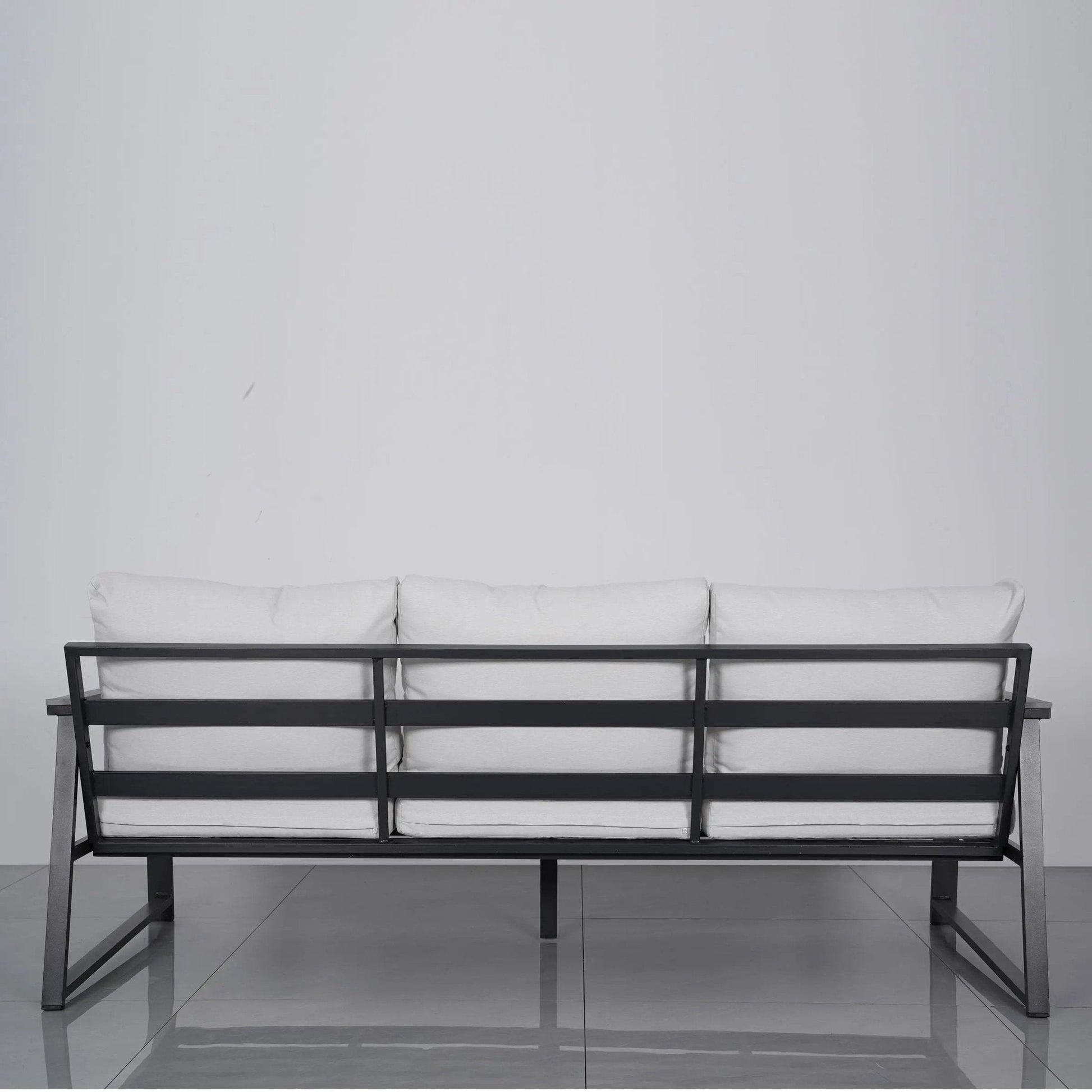 4 Piece Aluminium Outdoor Sofa Set with Glass Table Garden Furniture - House Comfort