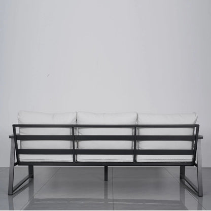 4 Piece Aluminium Outdoor Sofa Set with Glass Table Garden Furniture - House Comfort