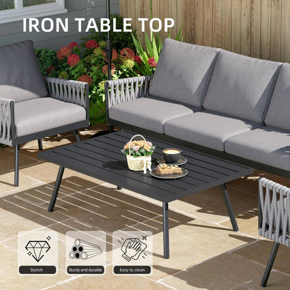 4 Piece Aluminium Outdoor Sofa Set with Glass Table Garden Furniture - House Comfort
