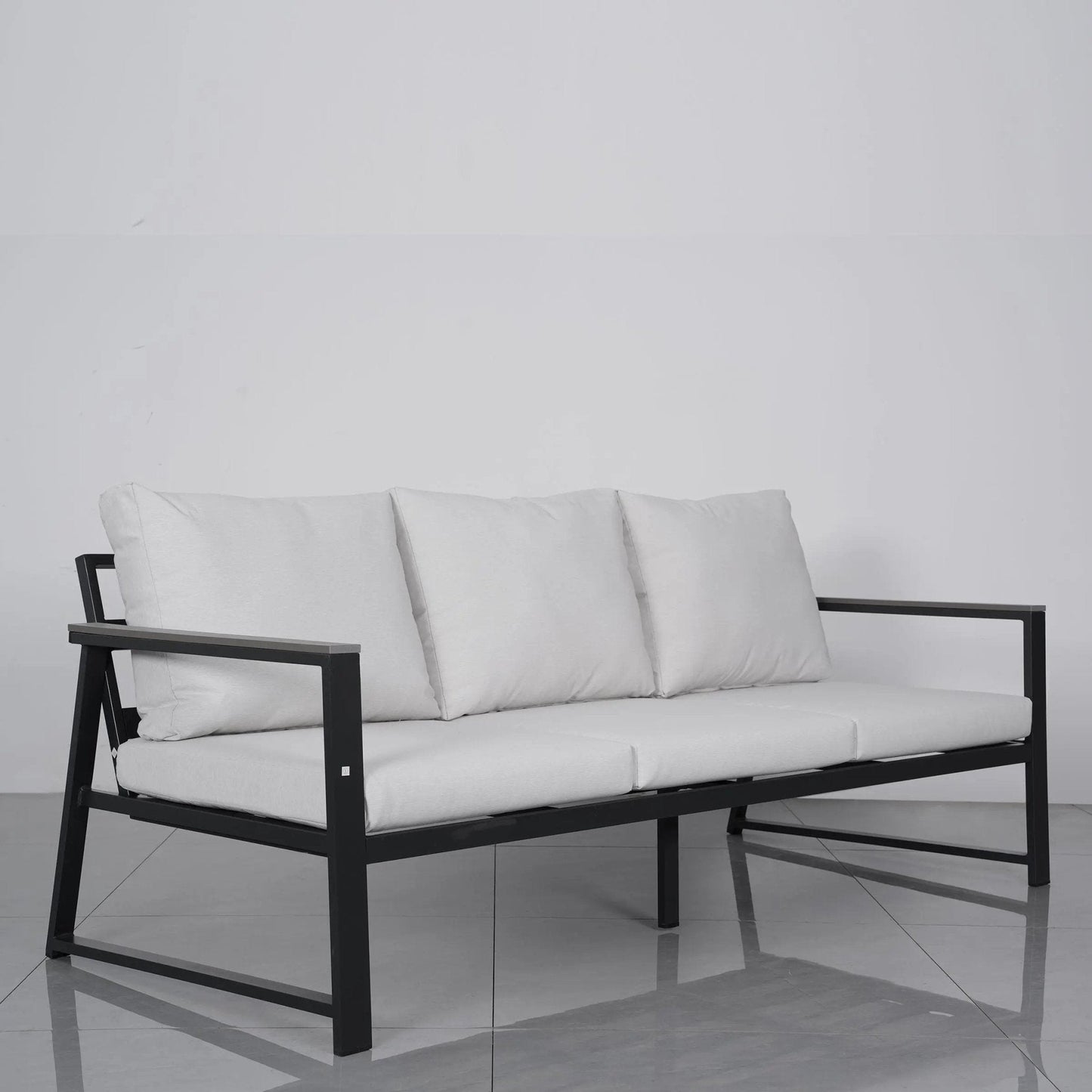 4 Piece Aluminium Outdoor Sofa Set with Glass Table Garden Furniture - House Comfort