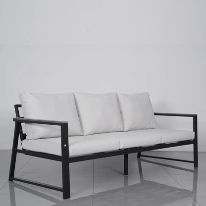 4 Piece Aluminium Outdoor Sofa Set with Glass Table Garden Furniture - House Comfort