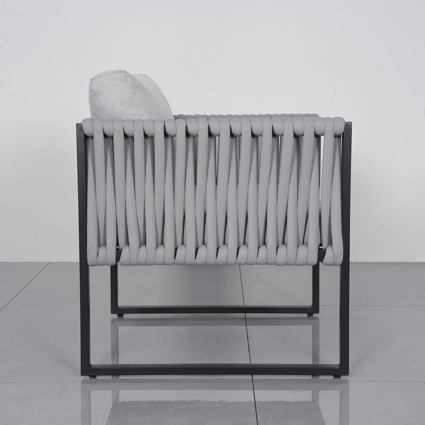 4 Piece Aluminium Outdoor Sofa Set with Glass Table Garden Furniture - House Comfort