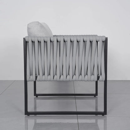 4 Piece Aluminium Outdoor Sofa Set with Glass Table Garden Furniture - House Comfort