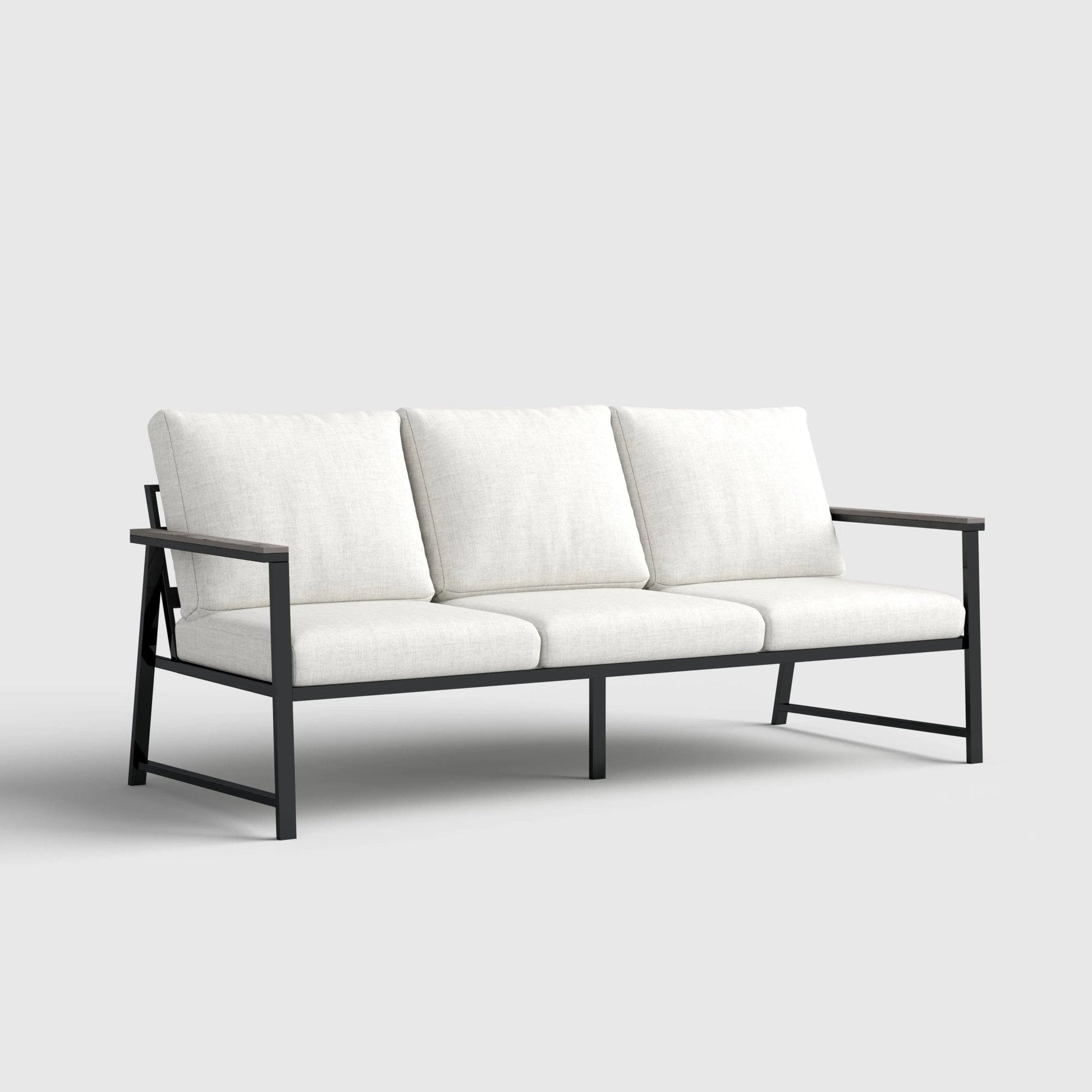 4 Piece Aluminium Outdoor Sofa Set with Glass Table Garden Furniture - House Comfort