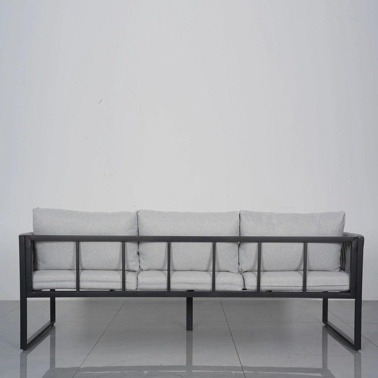 4 Piece Aluminium Outdoor Sofa Set with Glass Table Garden Furniture - House Comfort