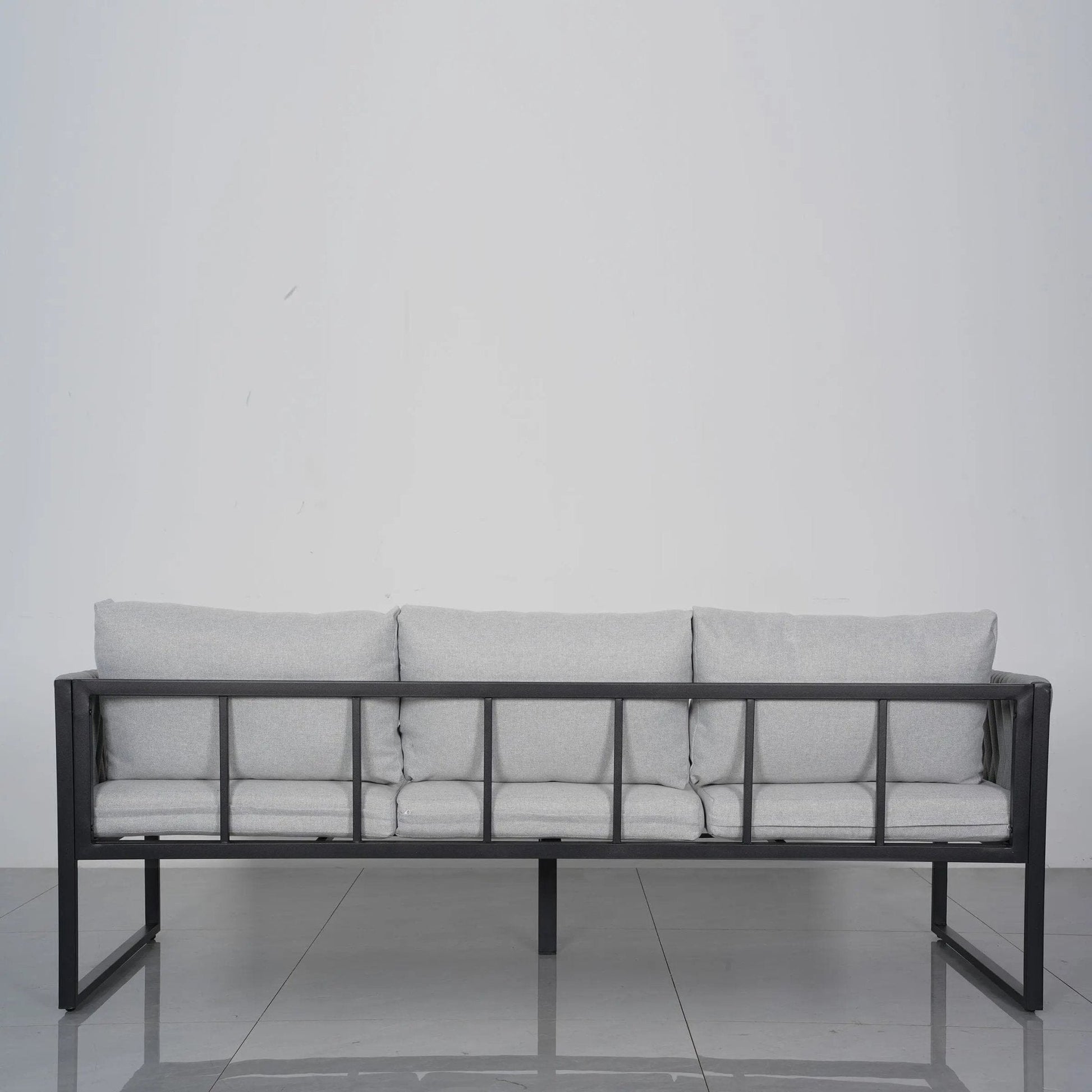 4 Piece Aluminium Outdoor Sofa Set with Glass Table Garden Furniture - House Comfort