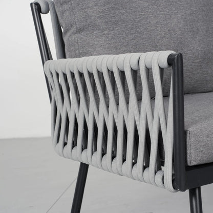 4 Piece Aluminium Outdoor Sofa Set with Glass Table Garden Furniture - House Comfort