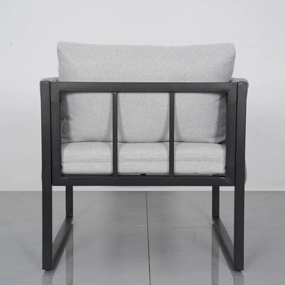 4 Piece Aluminium Outdoor Sofa Set with Glass Table Garden Furniture - House Comfort